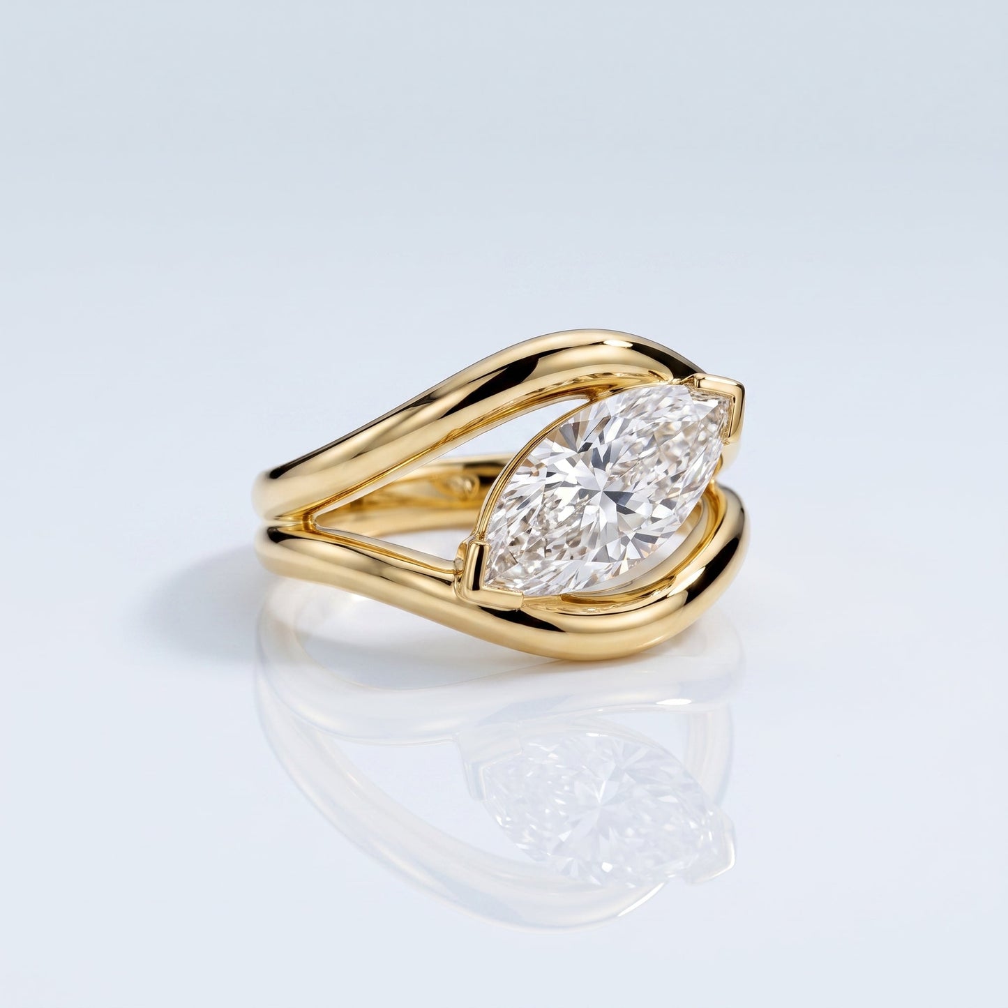 Marquise Swirl Solitaire Engagement Ring – 1 CT Lab Grown Diamond