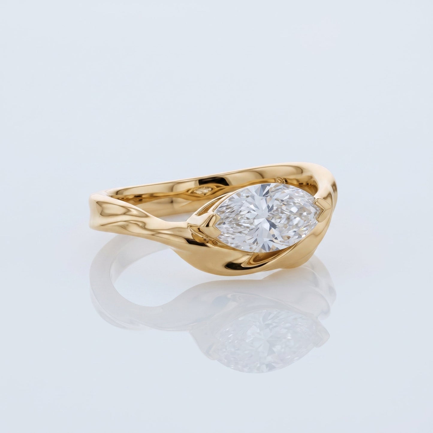 Marquise Swirl Solitaire Engagement Ring – 1 CT Lab Grown Diamond