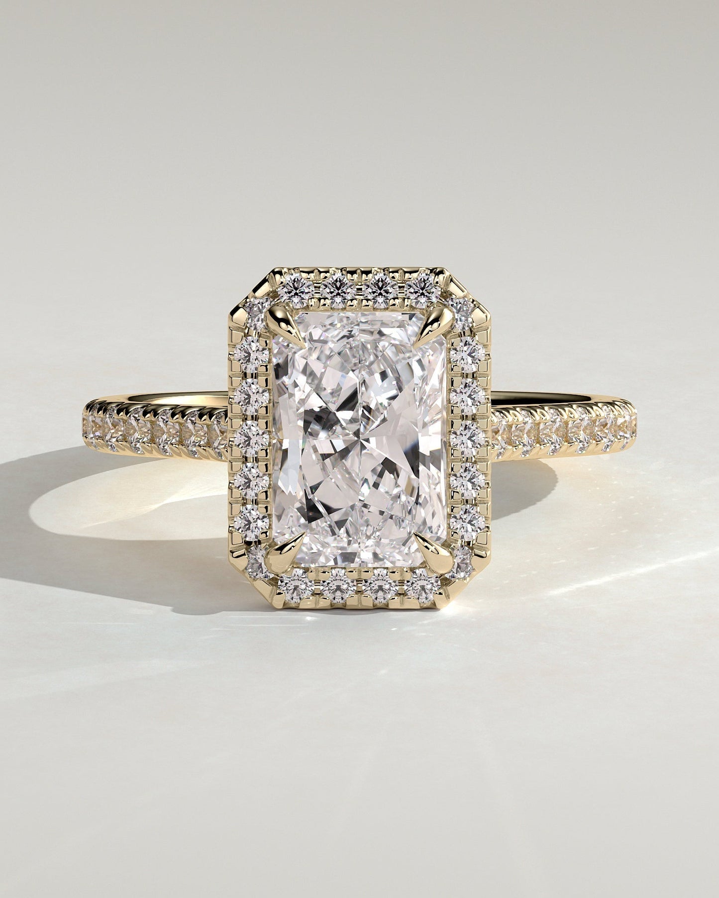 Round Halo, Pave & Split Shank Engagement Ring – 1.93 CT Lab Grown Diamond