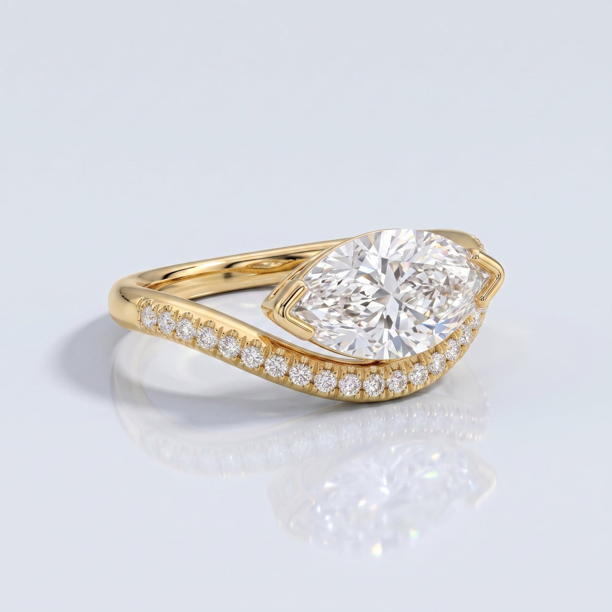 Marquise Swirl Solitaire Engagement Ring – 1 CT Lab Grown Diamond