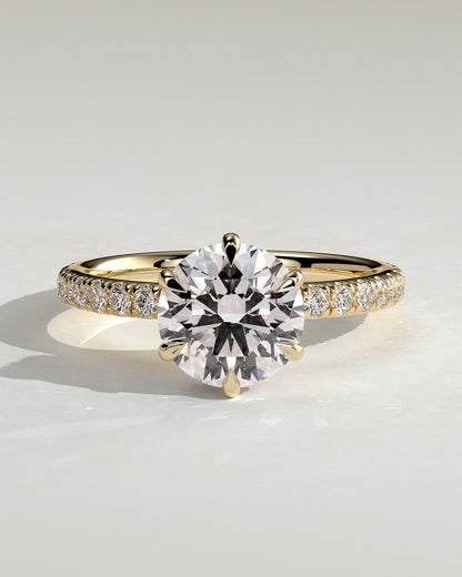Round Halo, Pave & Split Shank Engagement Ring – 1.93 CT Lab Grown Diamond