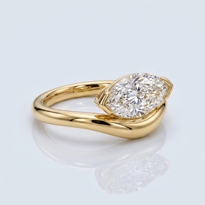 Marquise Swirl Solitaire Engagement Ring – 1 CT Lab Grown Diamond