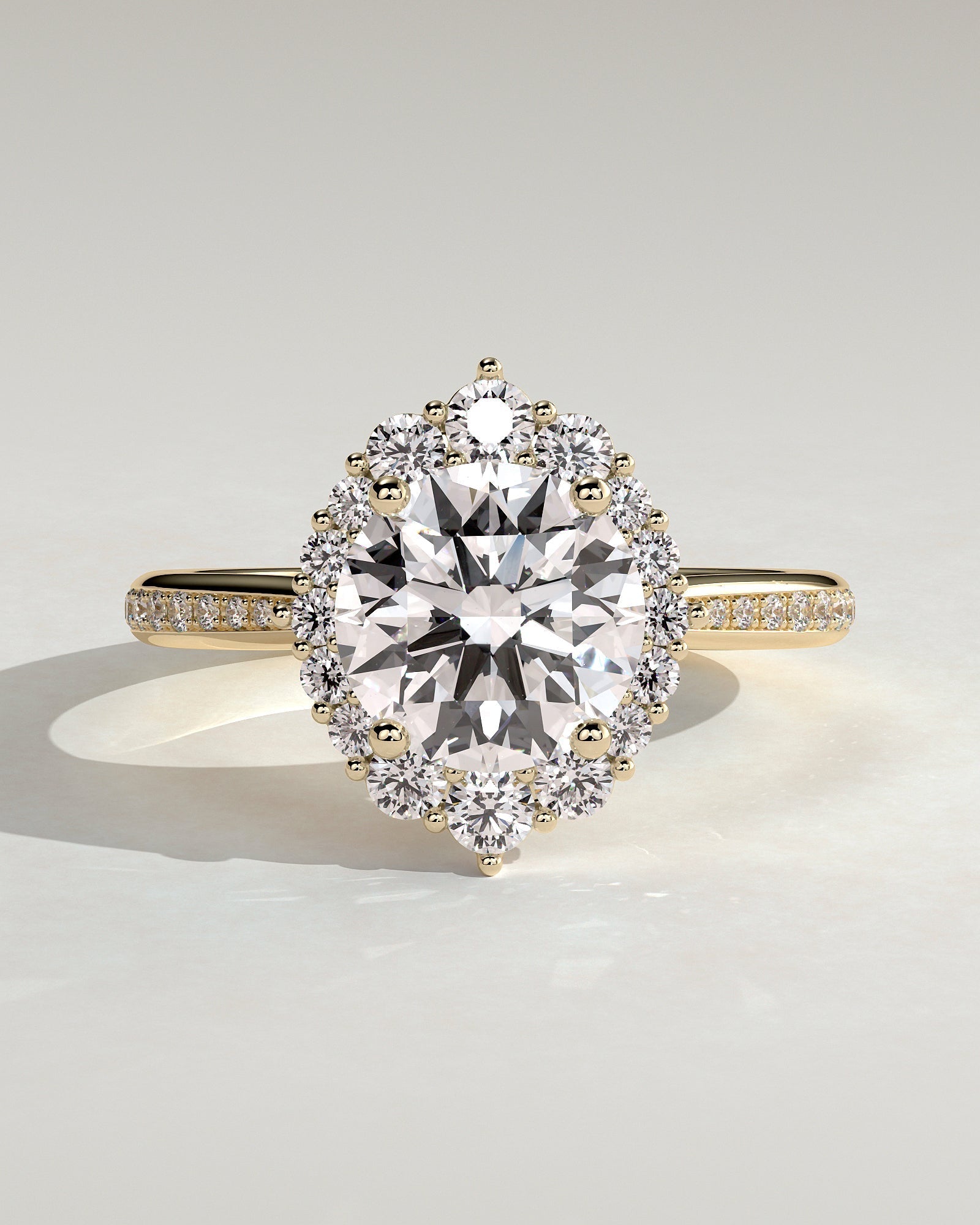 Round Halo, Pave & Split Shank Engagement Ring – 1.93 CT Lab Grown Diamond