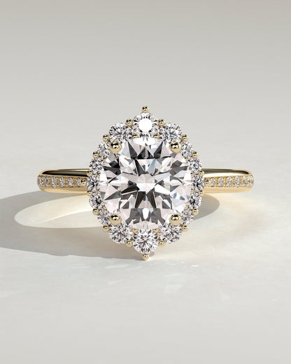 Round Halo, Pave & Split Shank Engagement Ring – 1.93 CT Lab Grown Diamond