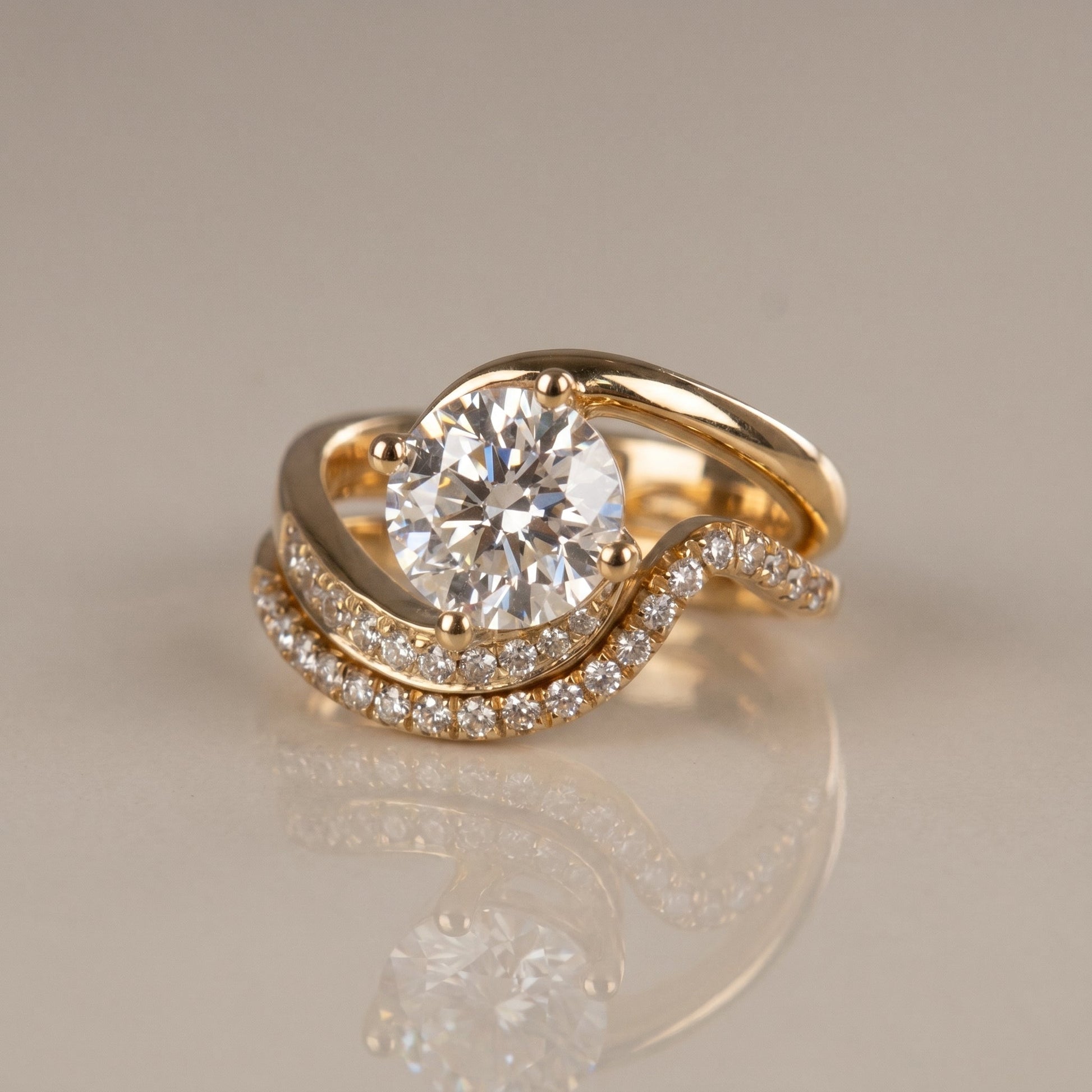1.0 CT Round Solitaire Moissanite Diamond Bridal Ring Set