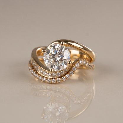 1.0 CT Round Solitaire Moissanite Diamond Bridal Ring Set