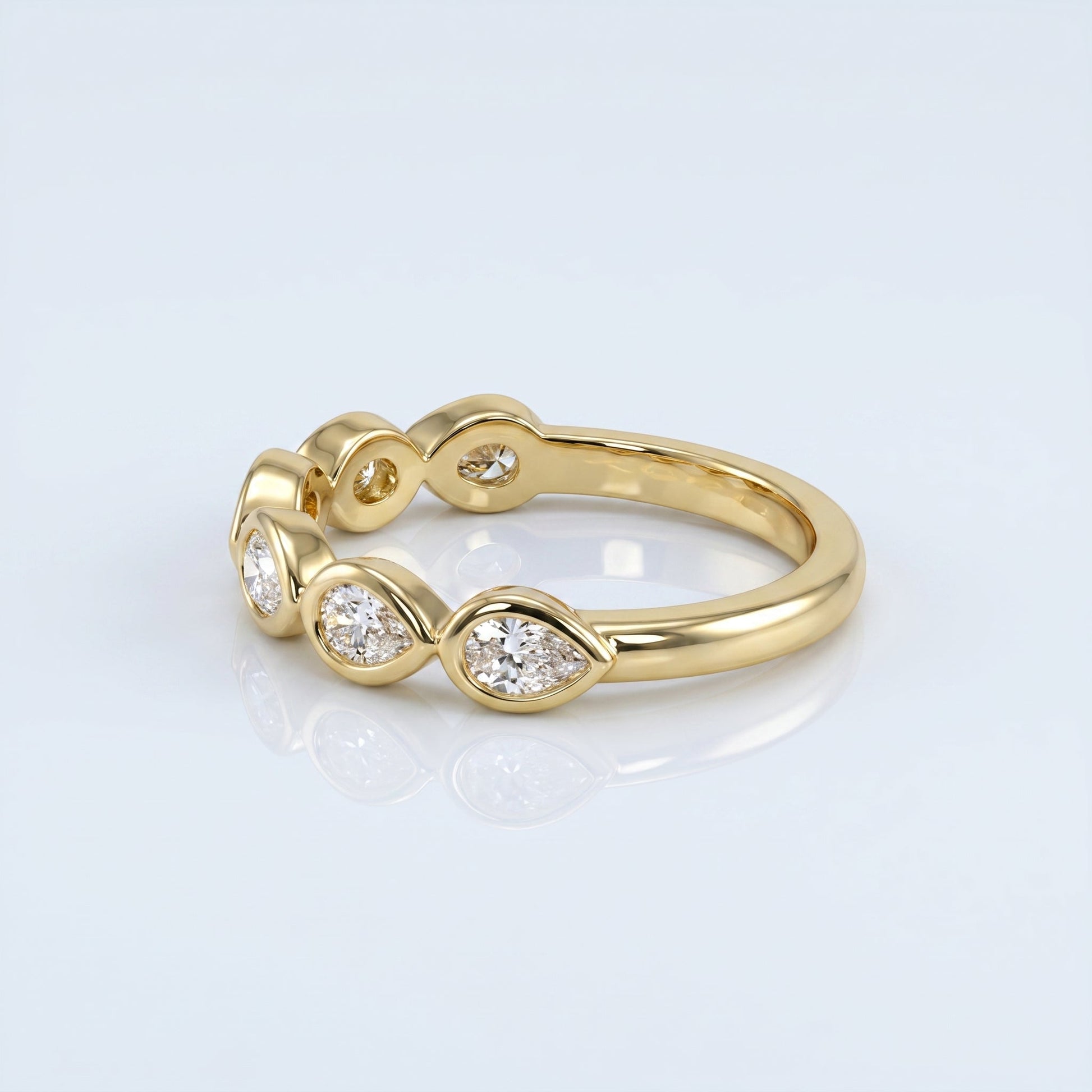 0.2 TCW Round Diamond Half Eternity DEF/VVS Lab Grown Wedding Band