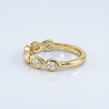 0.2 TCW Round Diamond Half Eternity DEF/VVS Lab Grown Wedding Band