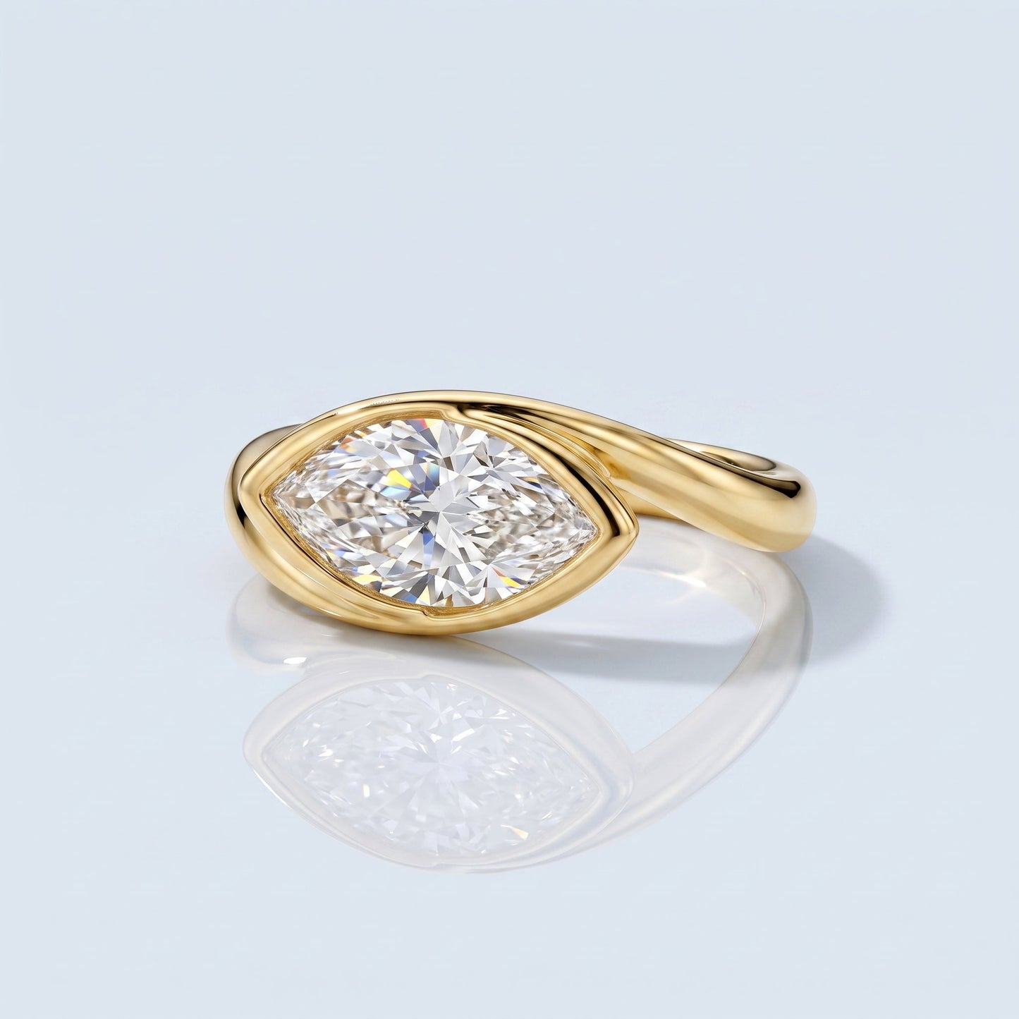 Marquise Swirl Solitaire Engagement Ring – 1 CT Lab Grown Diamond