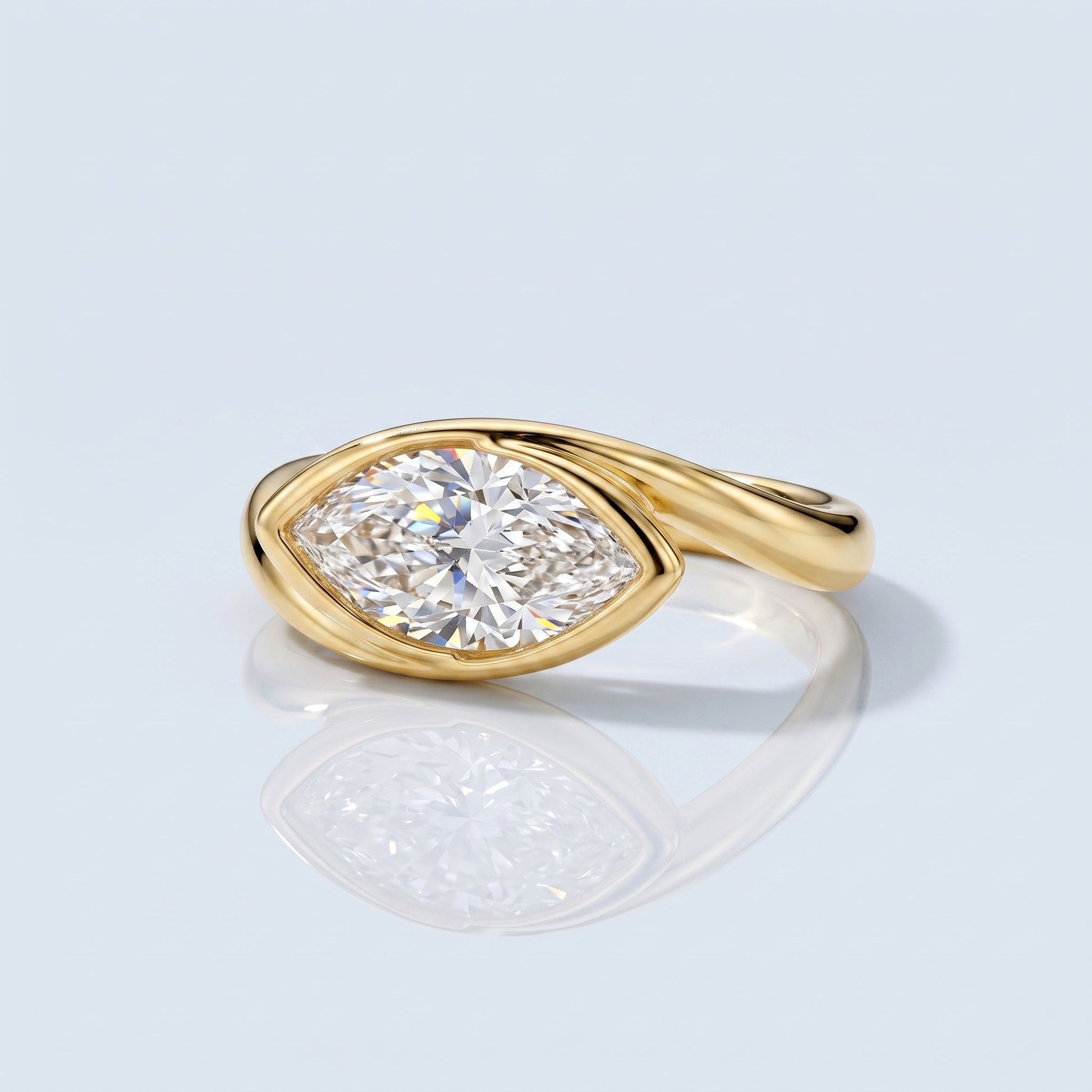 Marquise Swirl Solitaire Engagement Ring – 1 CT Lab Grown Diamond