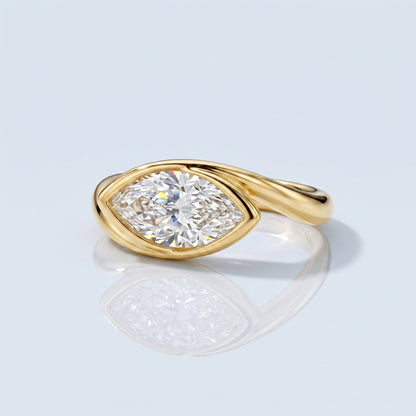 Marquise Swirl Solitaire Engagement Ring – 1 CT Lab Grown Diamond