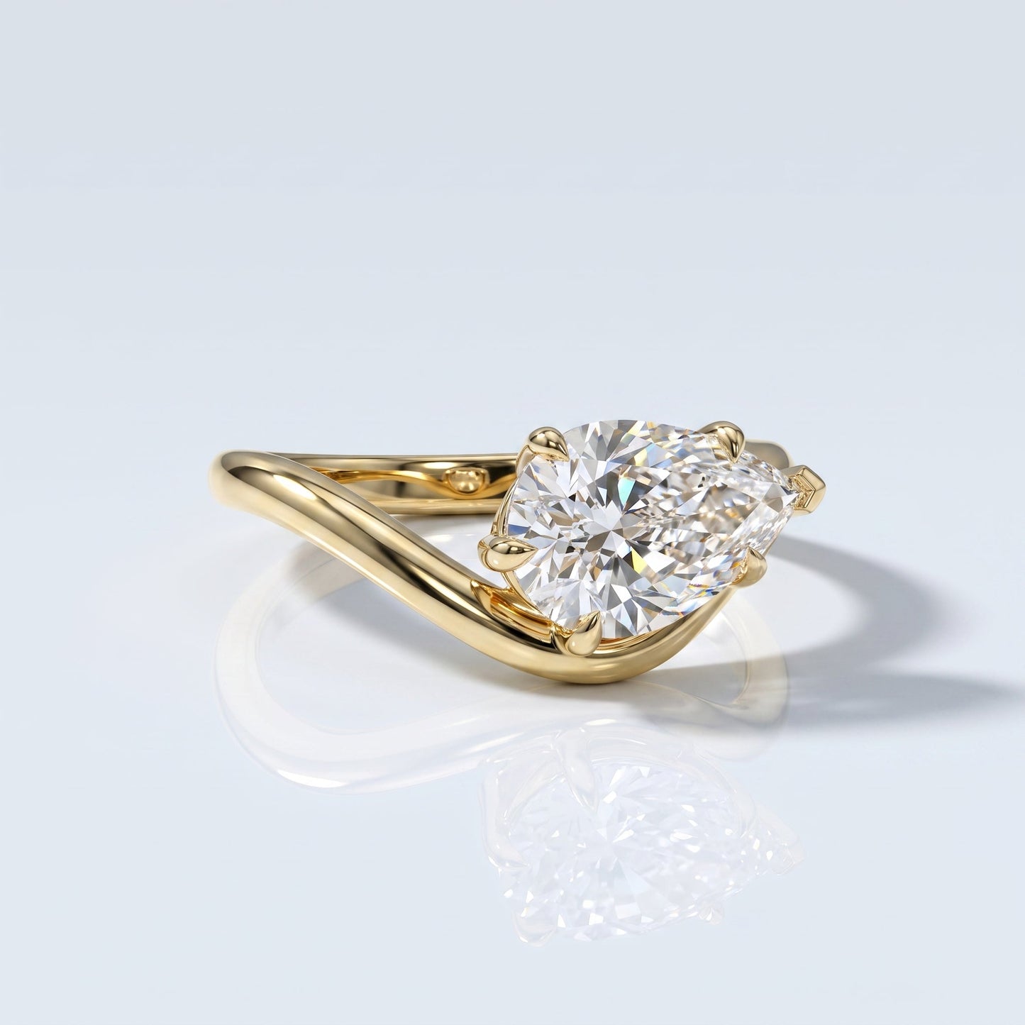 Marquise Swirl Solitaire Engagement Ring – 1 CT Lab Grown Diamond