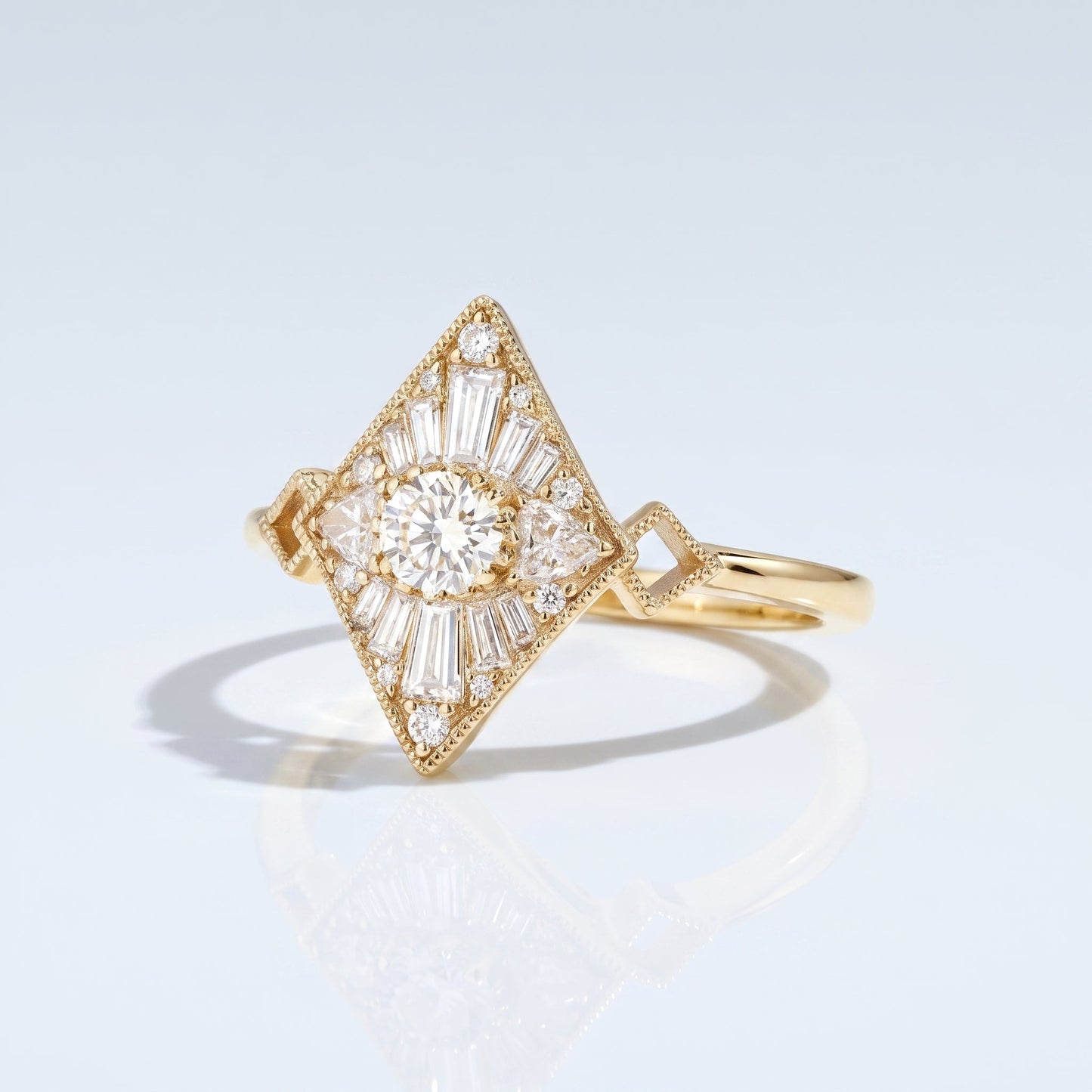Marquise Swirl Solitaire Engagement Ring – 1 CT Lab Grown Diamond