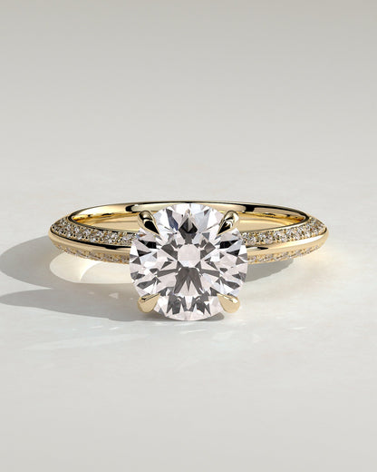 Round Halo, Pave & Split Shank Engagement Ring – 1.93 CT Lab Grown Diamond