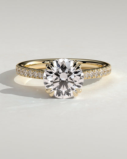 Round Halo, Pave & Split Shank Engagement Ring – 1.93 CT Lab Grown Diamond