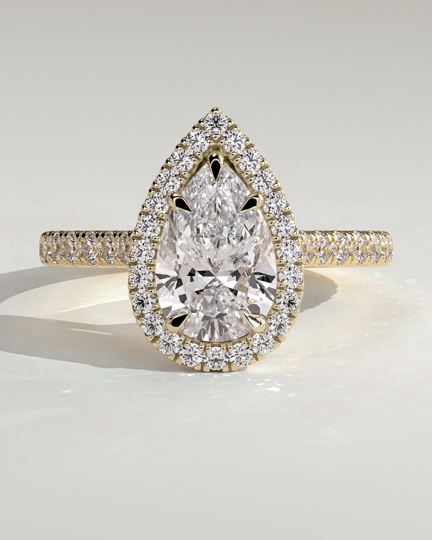 Round Halo, Pave & Split Shank Engagement Ring – 1.93 CT Lab Grown Diamond