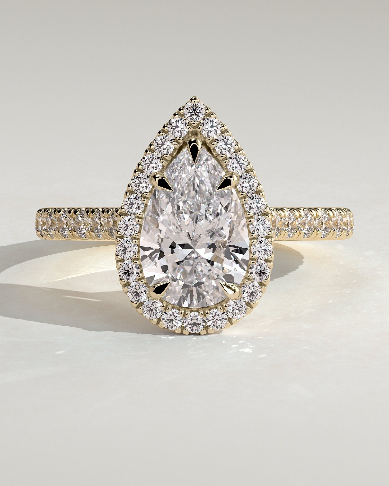 Round Halo, Pave & Split Shank Engagement Ring – 1.93 CT Lab Grown Diamond