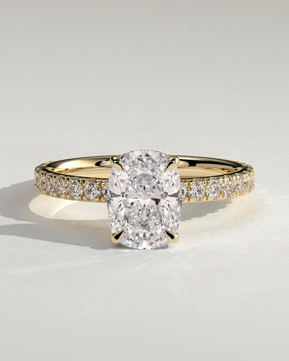 Round Halo, Pave & Split Shank Engagement Ring – 1.93 CT Lab Grown Diamond