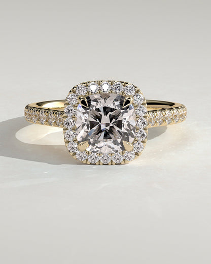 Round Halo, Pave & Split Shank Engagement Ring – 1.93 CT Lab Grown Diamond