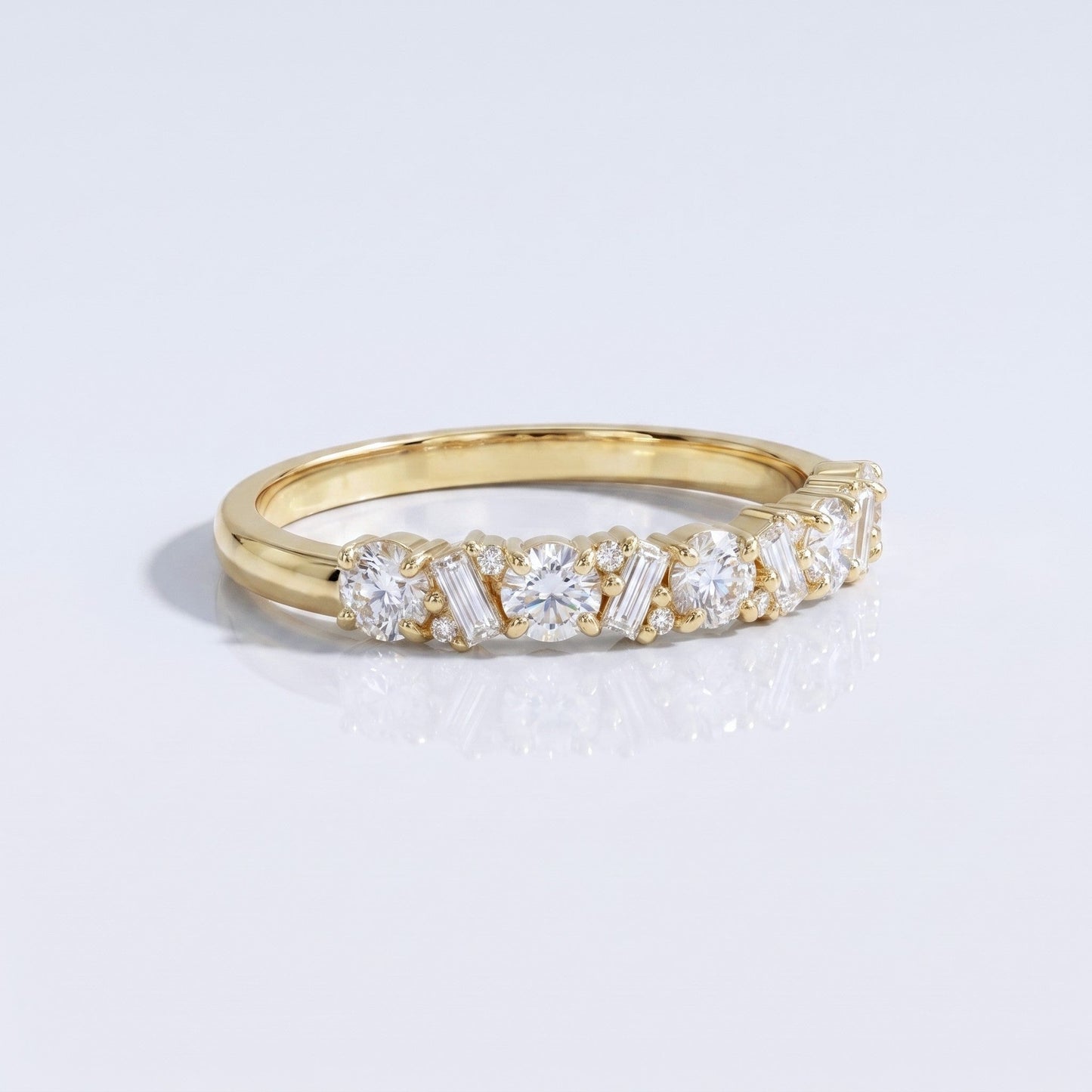 0.2 TCW Round Diamond Half Eternity DEF/VVS Lab Grown Wedding Band