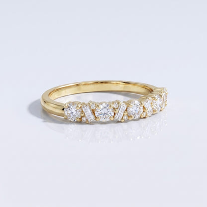 0.2 TCW Round Diamond Half Eternity DEF/VVS Lab Grown Wedding Band