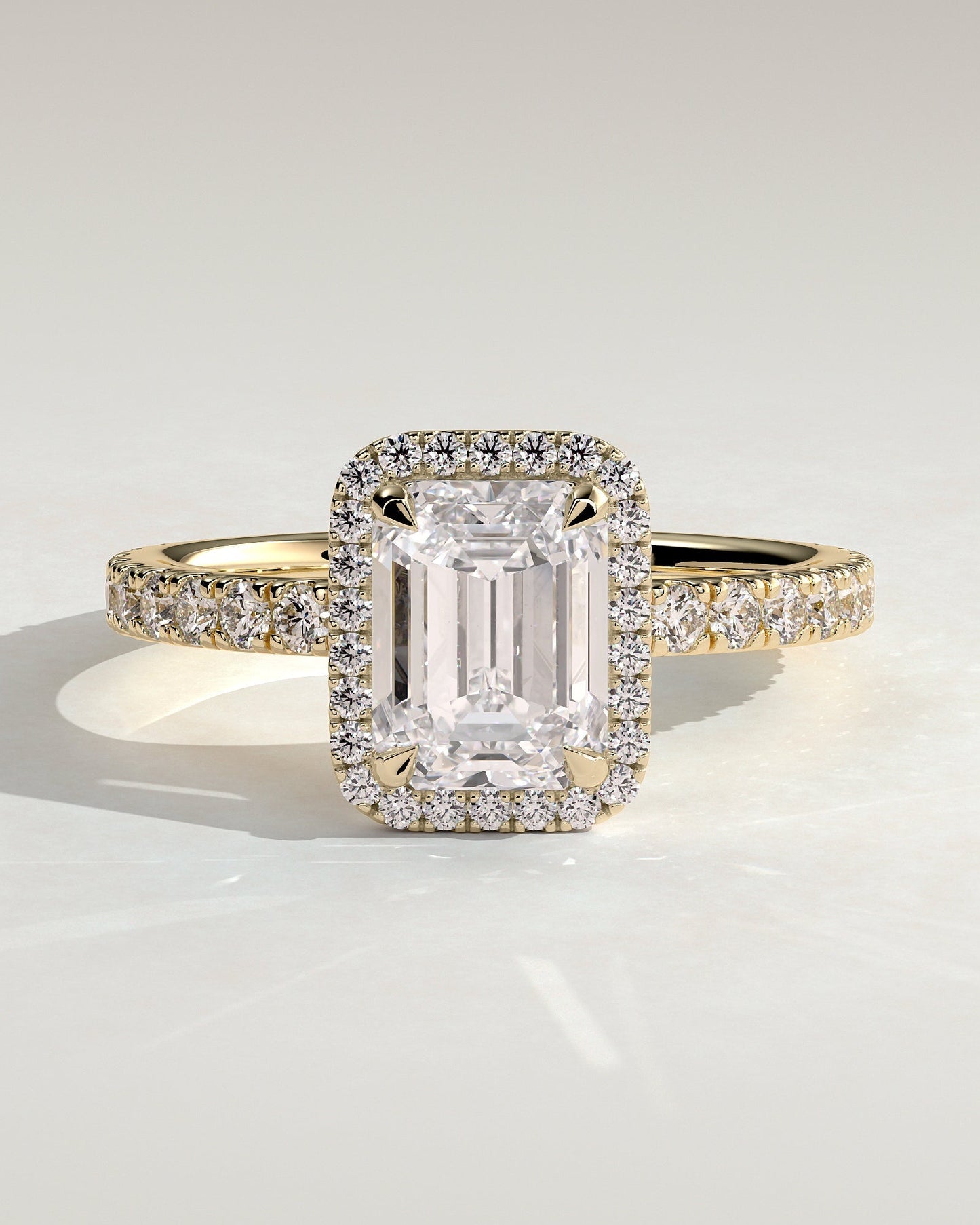 Round Halo, Pave & Split Shank Engagement Ring – 1.93 CT Lab Grown Diamond