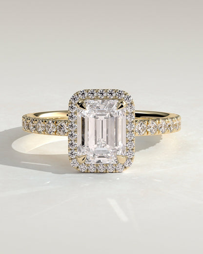 Round Halo, Pave & Split Shank Engagement Ring – 1.93 CT Lab Grown Diamond