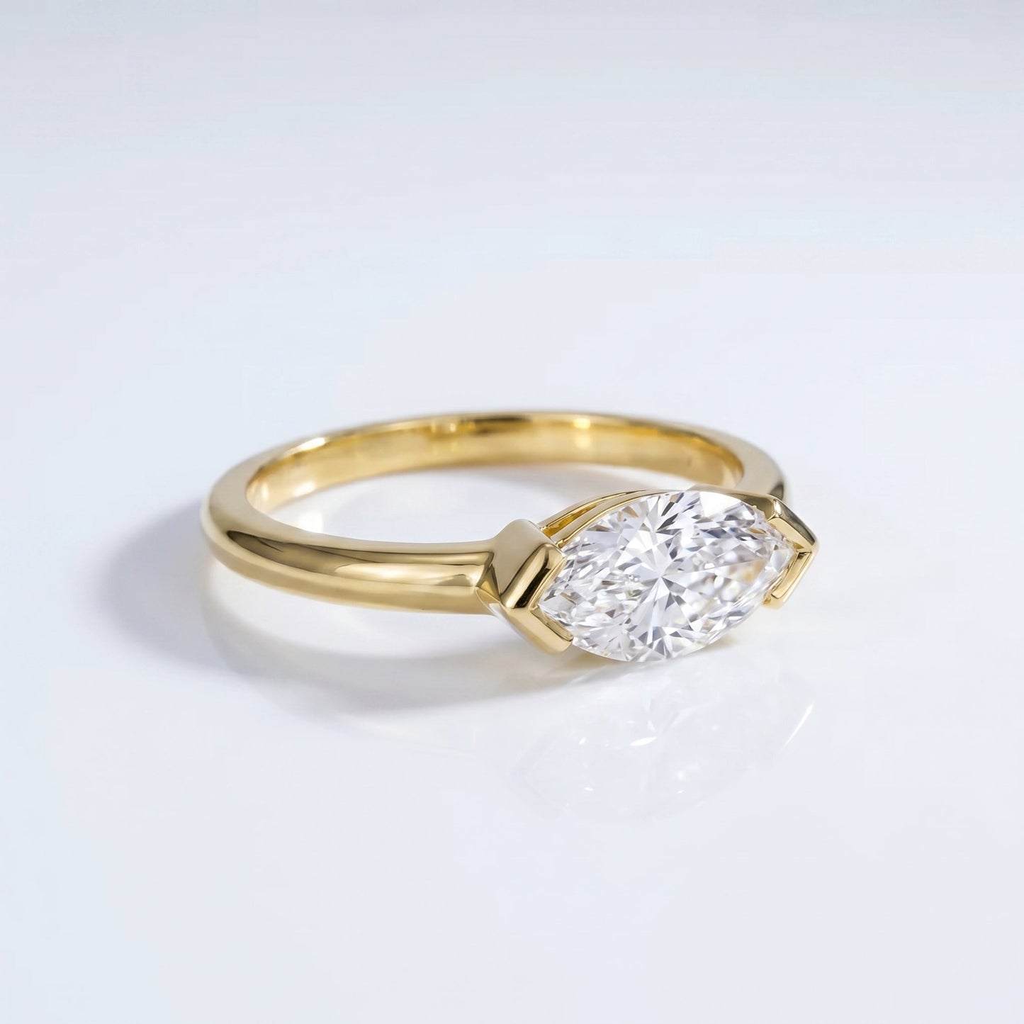 Marquise Swirl Solitaire Engagement Ring – 1 CT Lab Grown Diamond
