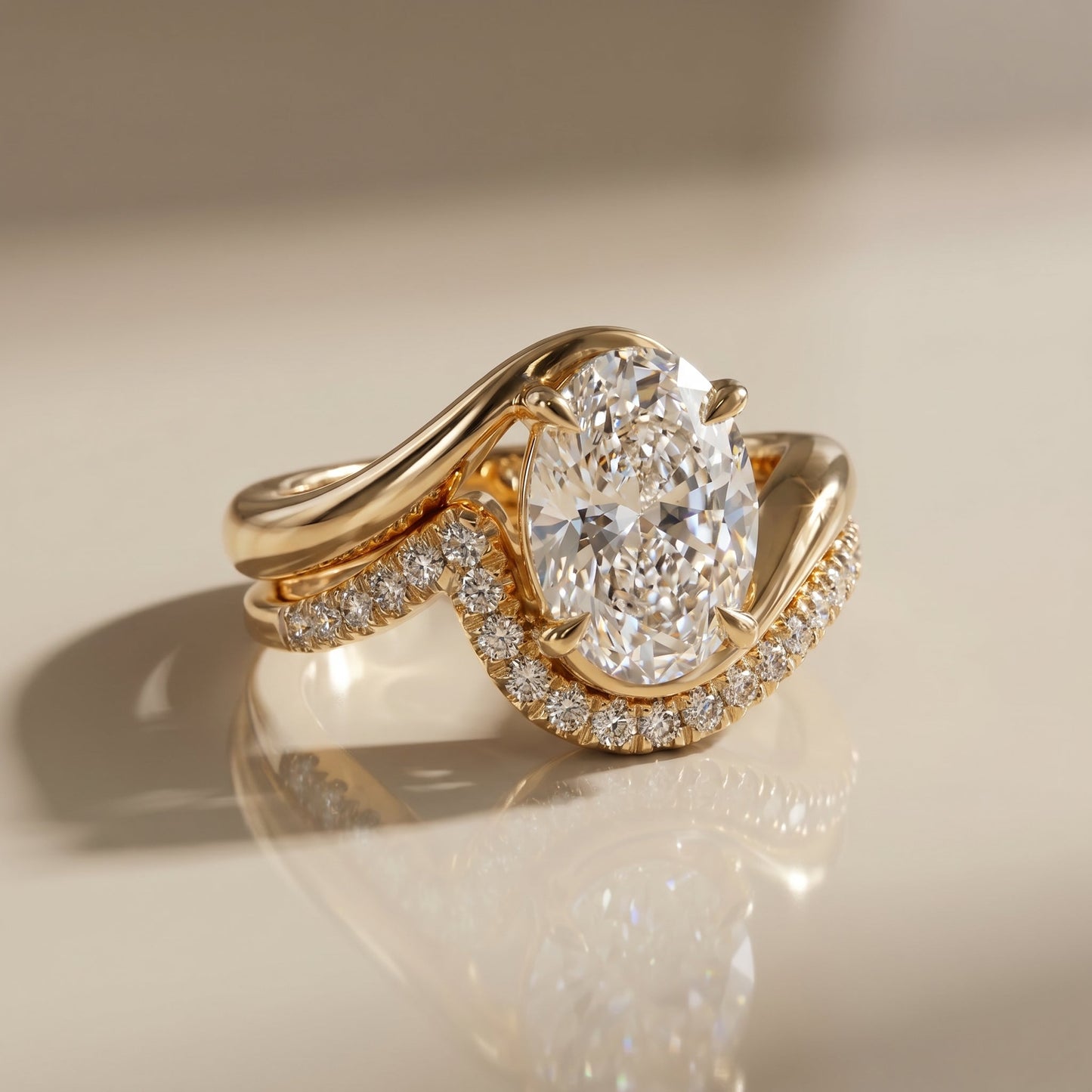 1.0 CT Round Solitaire Moissanite Diamond Bridal Ring Set