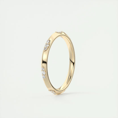 0.09 Round Cut Flush Moissanite Bridal Wedding Band 8