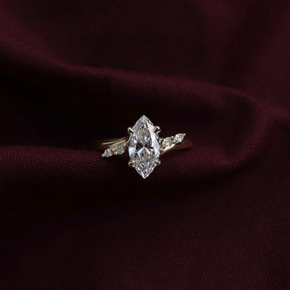 Marquise Cut Cluster Styled Lab Grown Diamond Engagement Ring