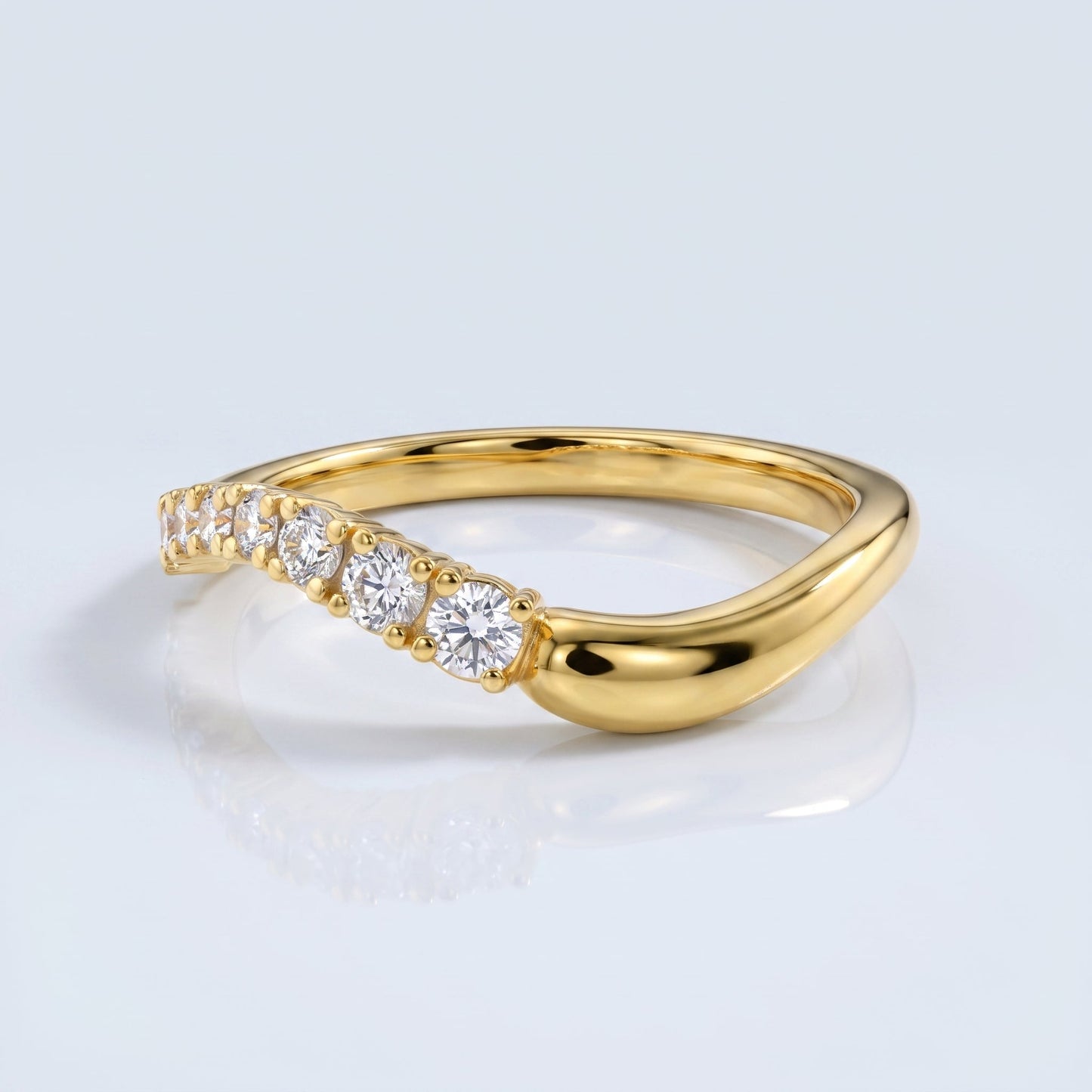 0.2 TCW Round Diamond Half Eternity DEF/VVS Lab Grown Wedding Band