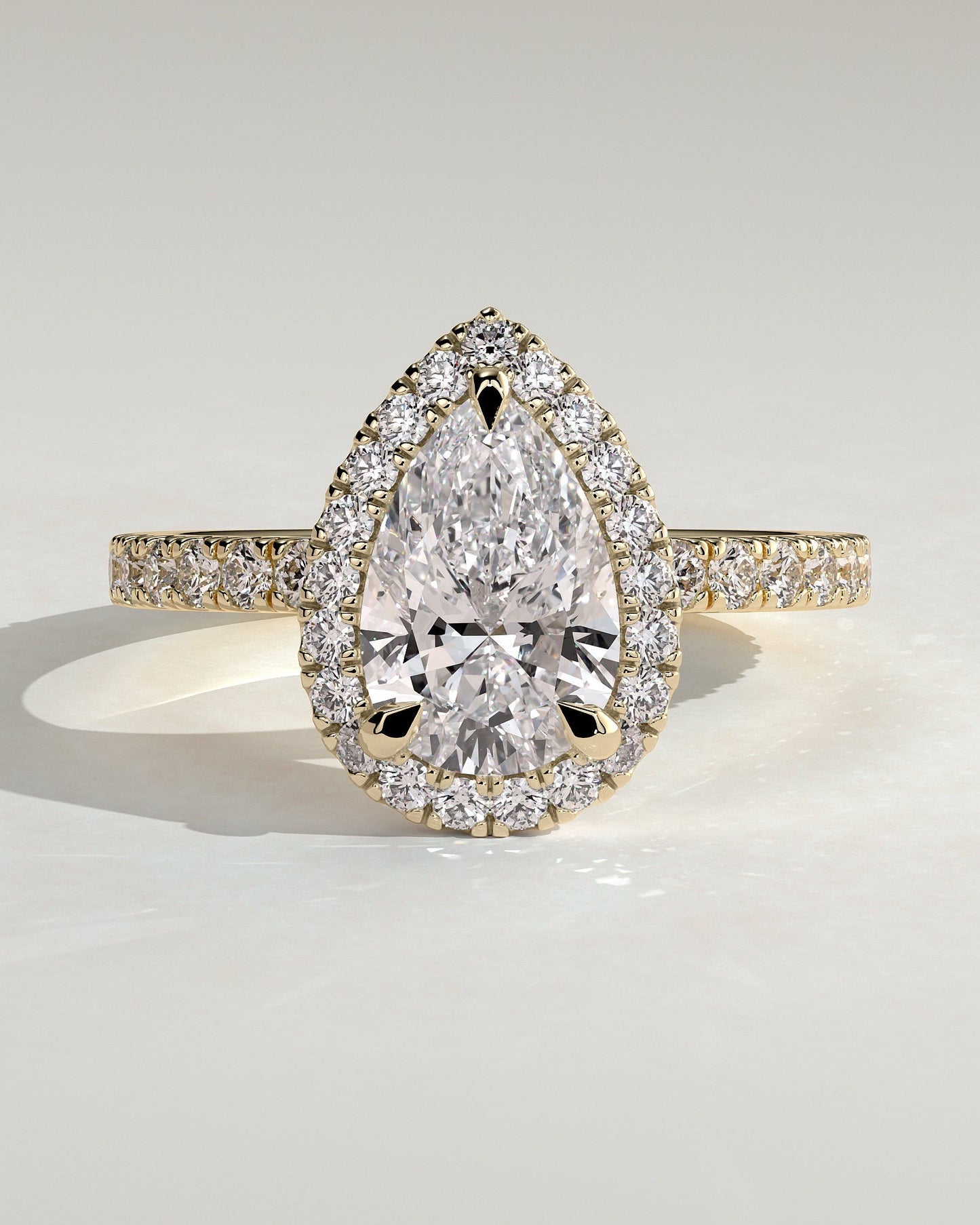 Round Halo, Pave & Split Shank Engagement Ring – 1.93 CT Lab Grown Diamond