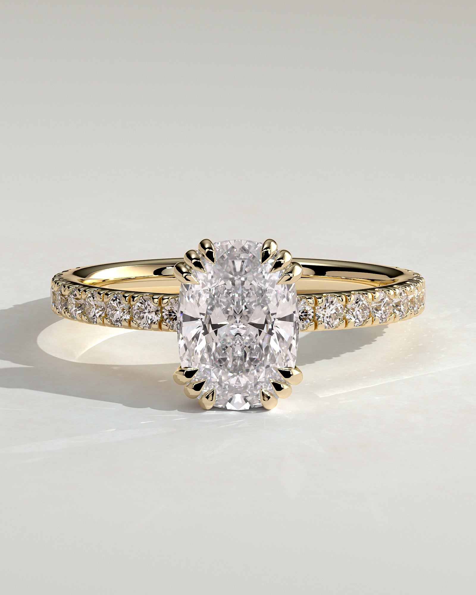Round Halo, Pave & Split Shank Engagement Ring – 1.93 CT Lab Grown Diamond