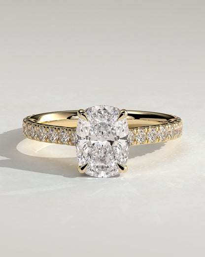 Round Halo, Pave & Split Shank Engagement Ring – 1.93 CT Lab Grown Diamond