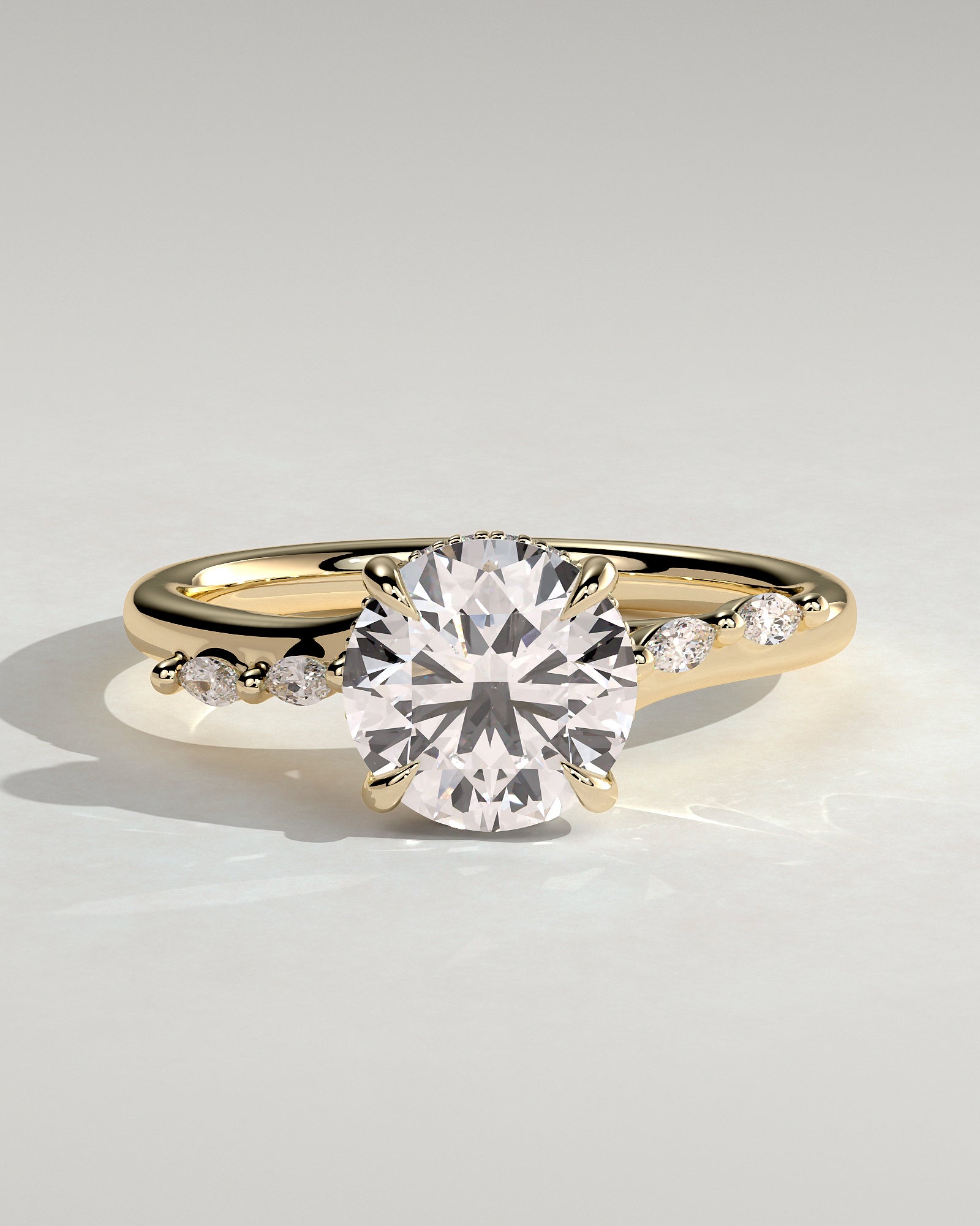 Round Halo, Pave & Split Shank Engagement Ring – 1.93 CT Lab Grown Diamond