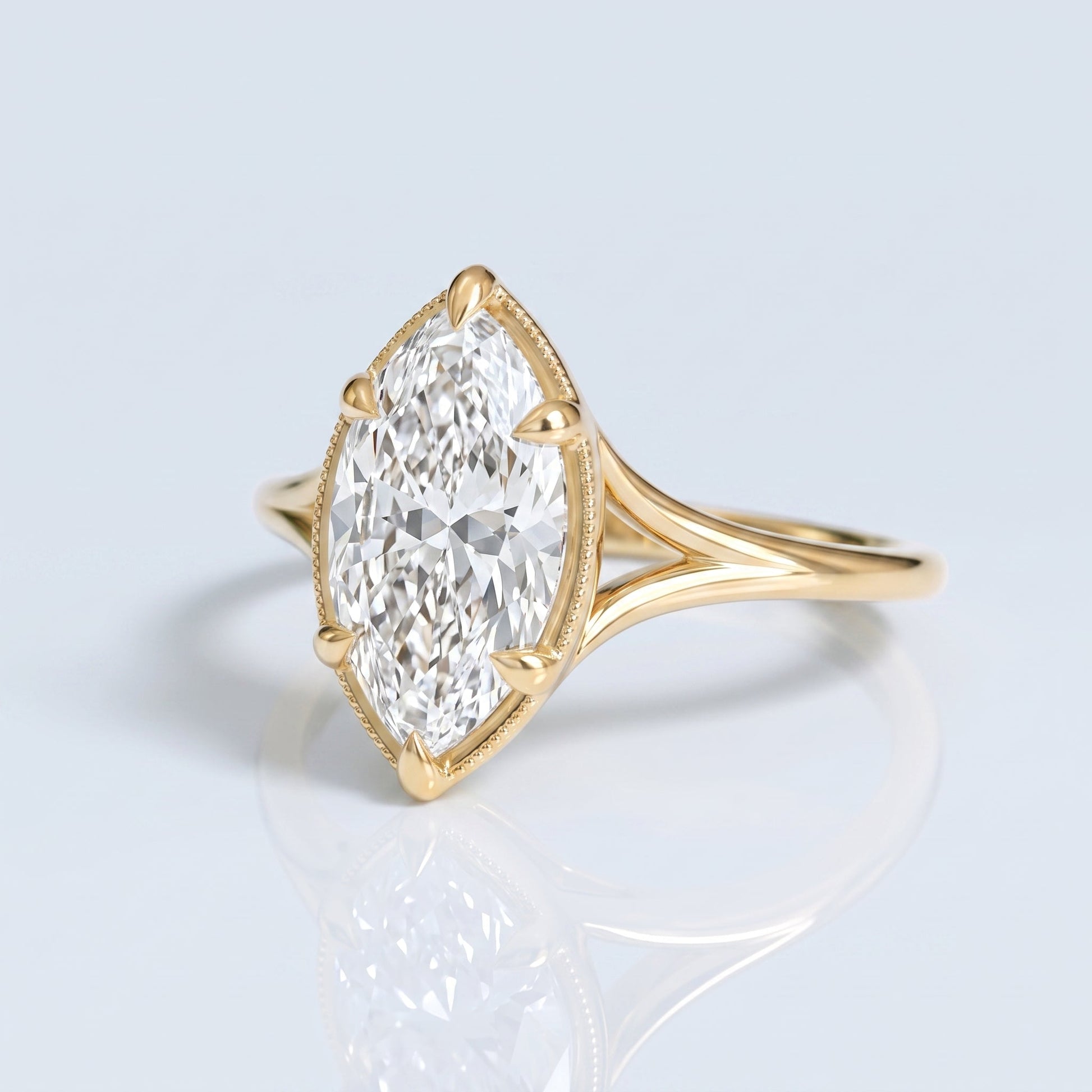 Marquise Swirl Solitaire Engagement Ring – 1 CT Lab Grown Diamond