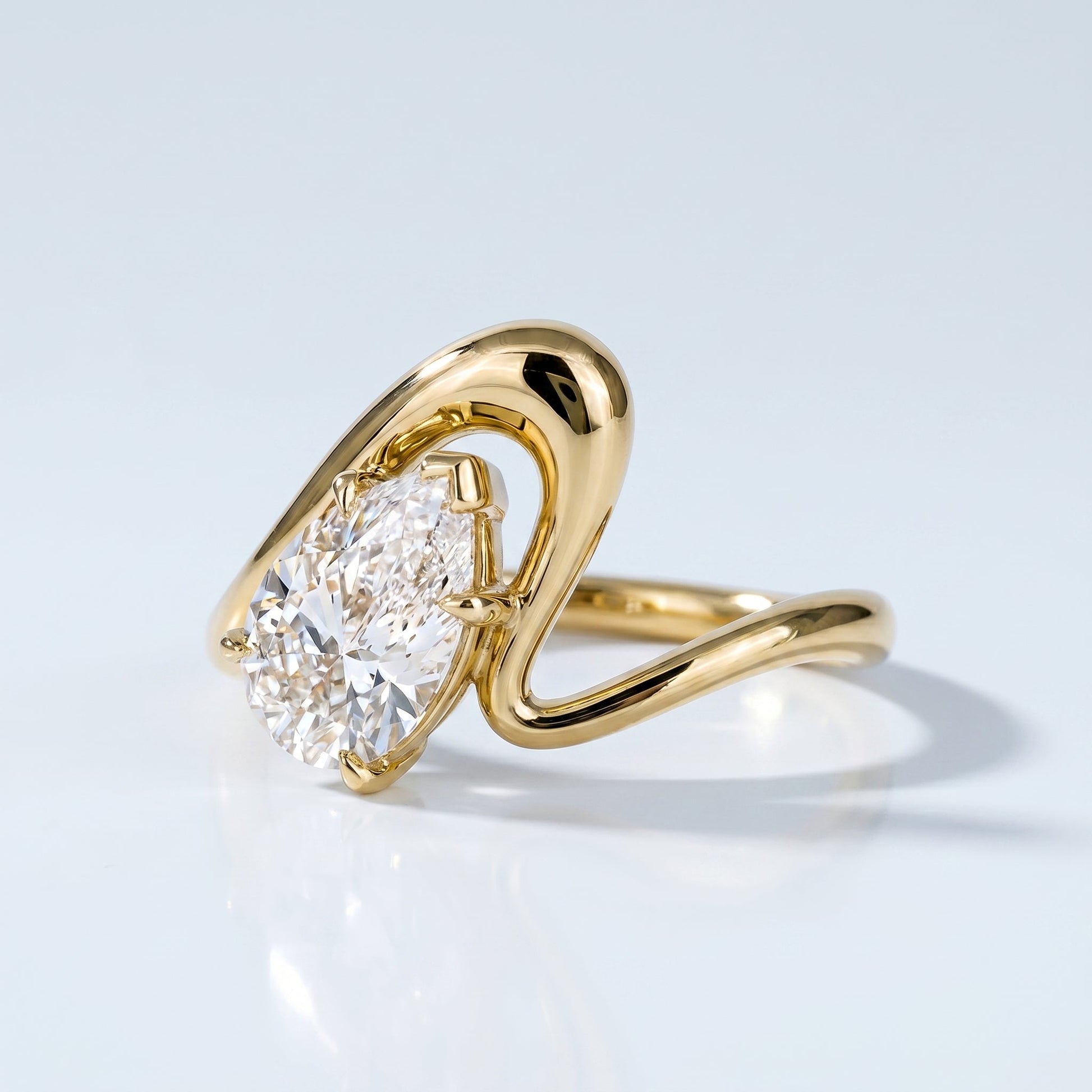 Marquise Swirl Solitaire Engagement Ring – 1 CT Lab Grown Diamond