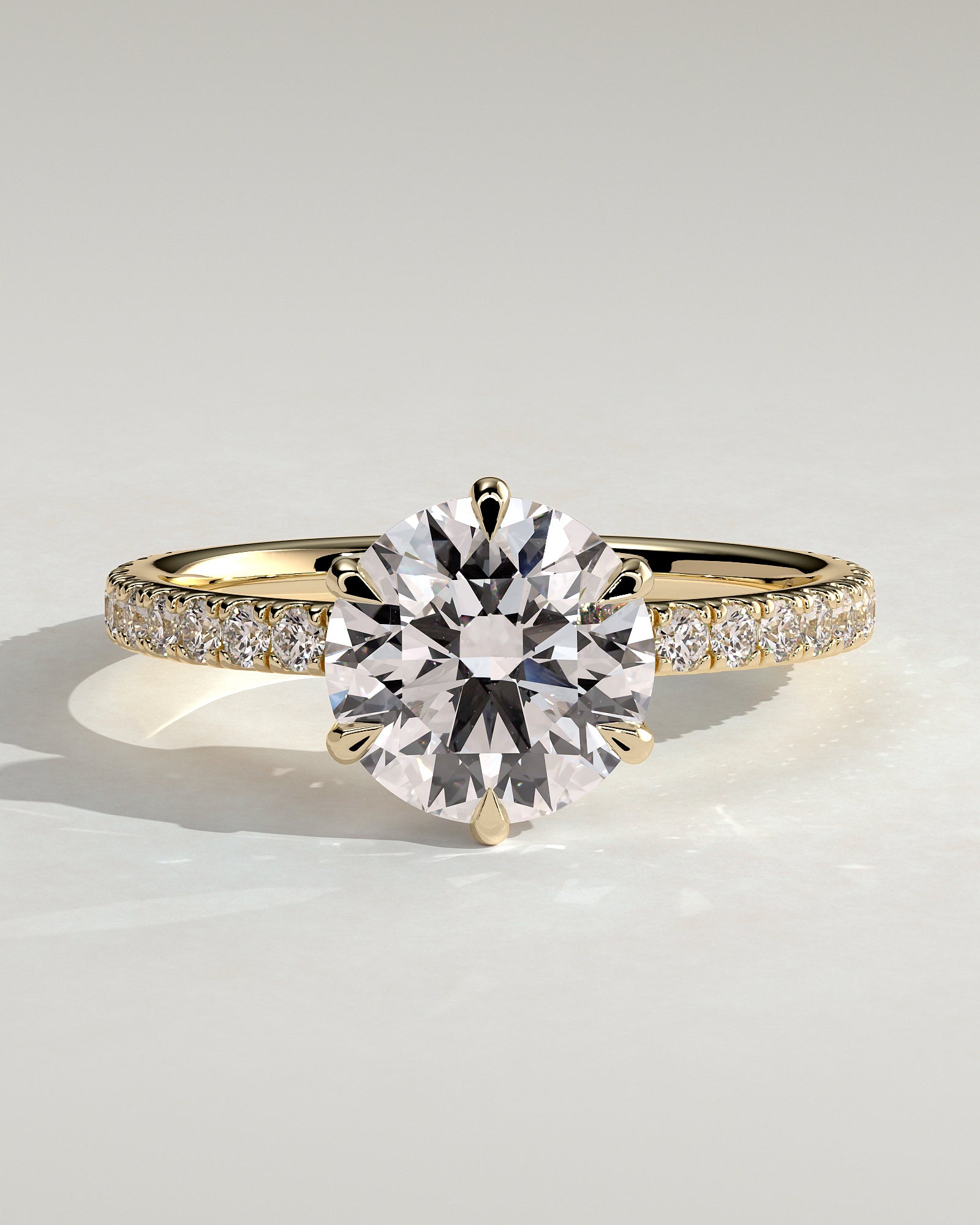 Round Halo, Pave & Split Shank Engagement Ring – 1.93 CT Lab Grown Diamond