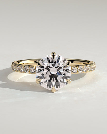 Round Halo, Pave & Split Shank Engagement Ring – 1.93 CT Lab Grown Diamond
