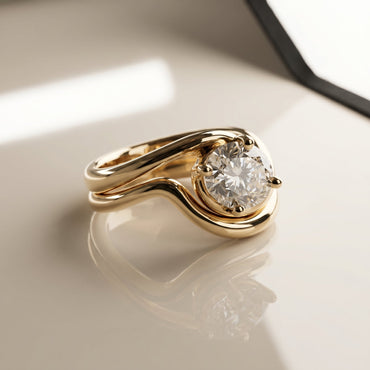 1.0 CT Round Solitaire Moissanite Diamond Bridal Ring Set
