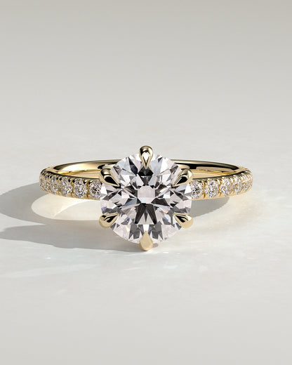Round Halo, Pave & Split Shank Engagement Ring – 1.93 CT Lab Grown Diamond