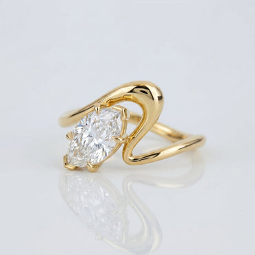 Marquise Swirl Solitaire Engagement Ring – 1 CT Lab Grown Diamond