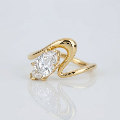 Marquise Swirl Solitaire Engagement Ring – 1 CT Lab Grown Diamond