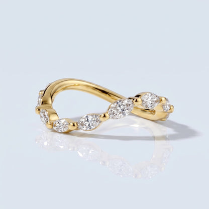 0.2 TCW Round Diamond Half Eternity DEF/VVS Lab Grown Wedding Band