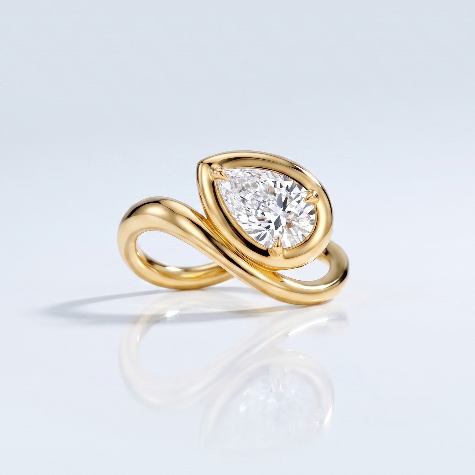 Marquise Swirl Solitaire Engagement Ring – 1 CT Lab Grown Diamond