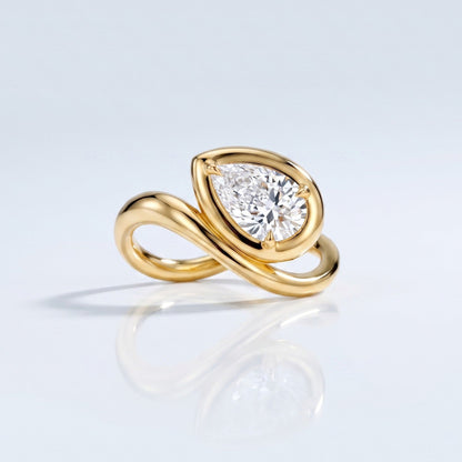 Marquise Swirl Solitaire Engagement Ring – 1 CT Lab Grown Diamond