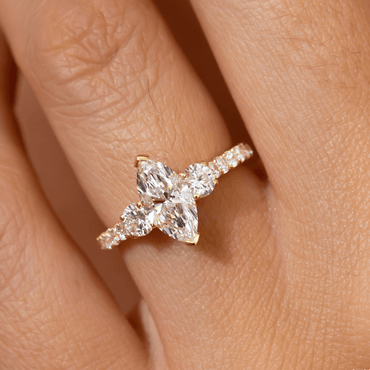 Marquise Shaped Three Stone Lab Grown Diamond Engagement Ring