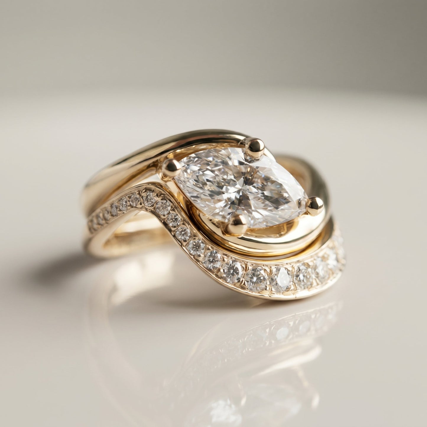1.0 CT Round Solitaire Moissanite Diamond Bridal Ring Set