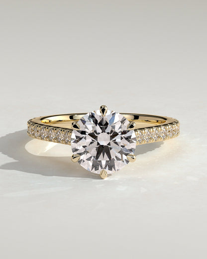 Round Halo, Pave & Split Shank Engagement Ring – 1.93 CT Lab Grown Diamond